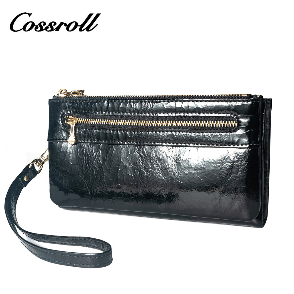 Wholesale New Design black leather zip wallet for women With Name Brand Wholesale