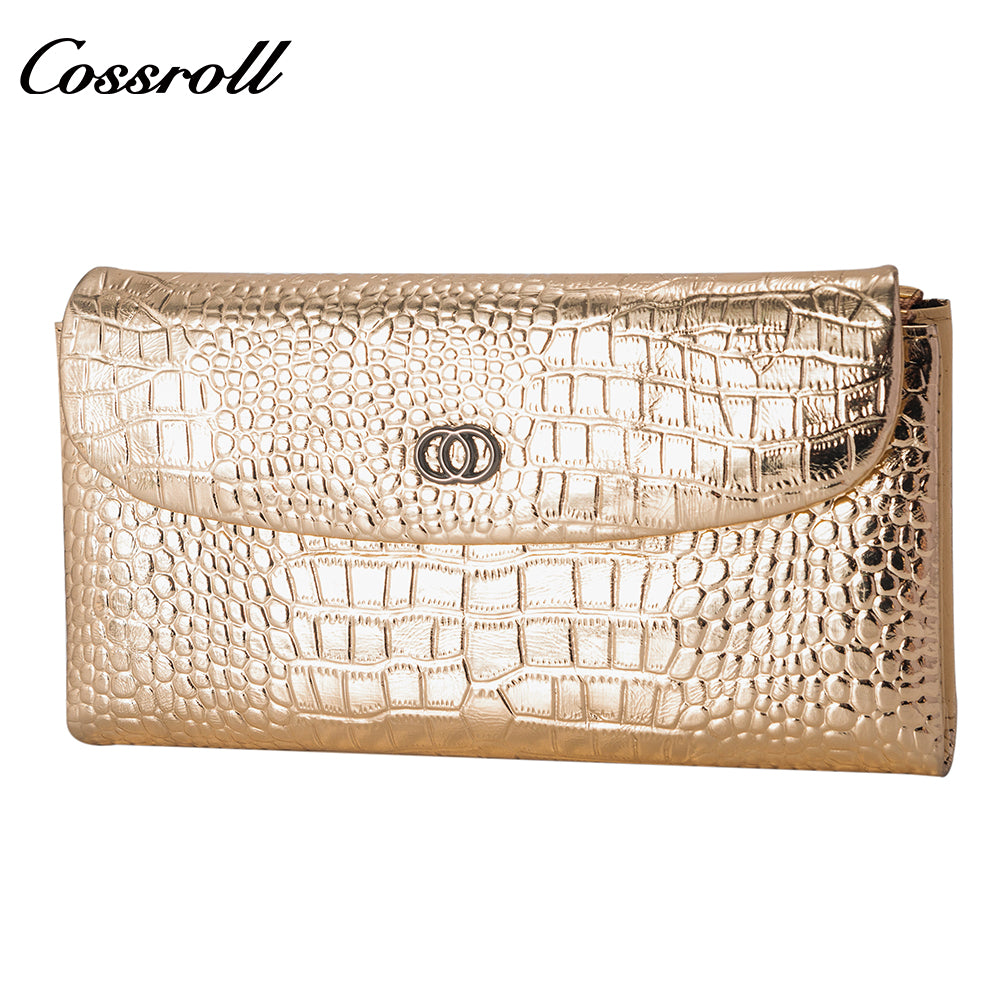 2023 New Design leather fasion slim wallet custom logo   crocodile texture Genuine Leather