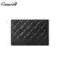 Diamond Quilted Genuine Leather Coin Card Wallet, Minimalist Portable Bifold Short Purse for Daily Commute