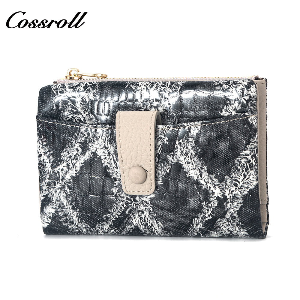 Best Selling Quality ladies dollar bill wallet crocodile texture Genuine Leather