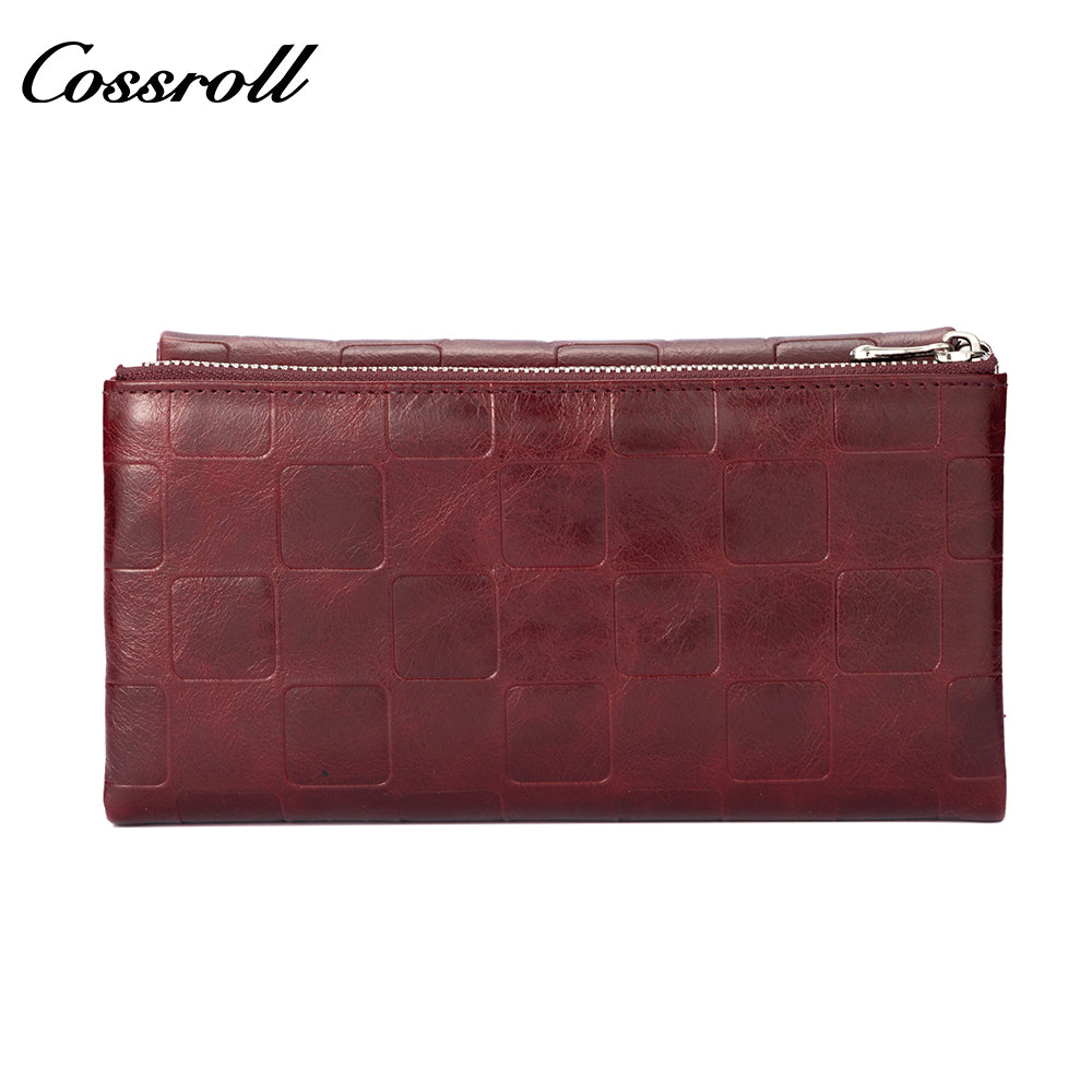 Genuine leather wallet, tri-fold, fashionable soft cowhide clutch, large-capacity women's wallet