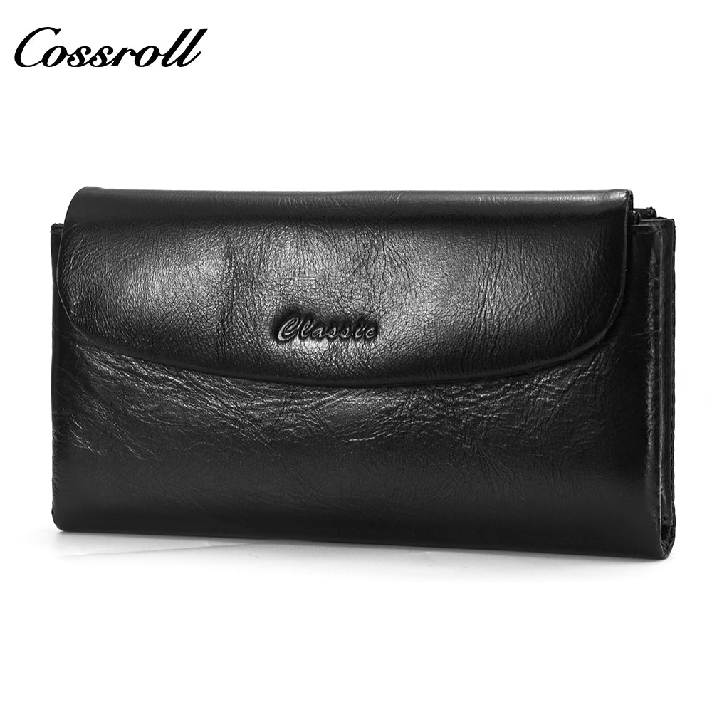 Wholesale Low Moq small genuine leather wallet women ladi oil wax leather