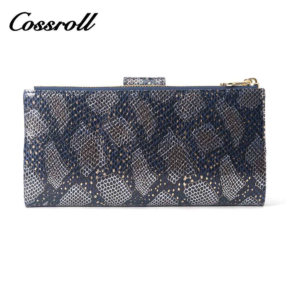 High Quality dark blue extra large women's leather wallets With High Material