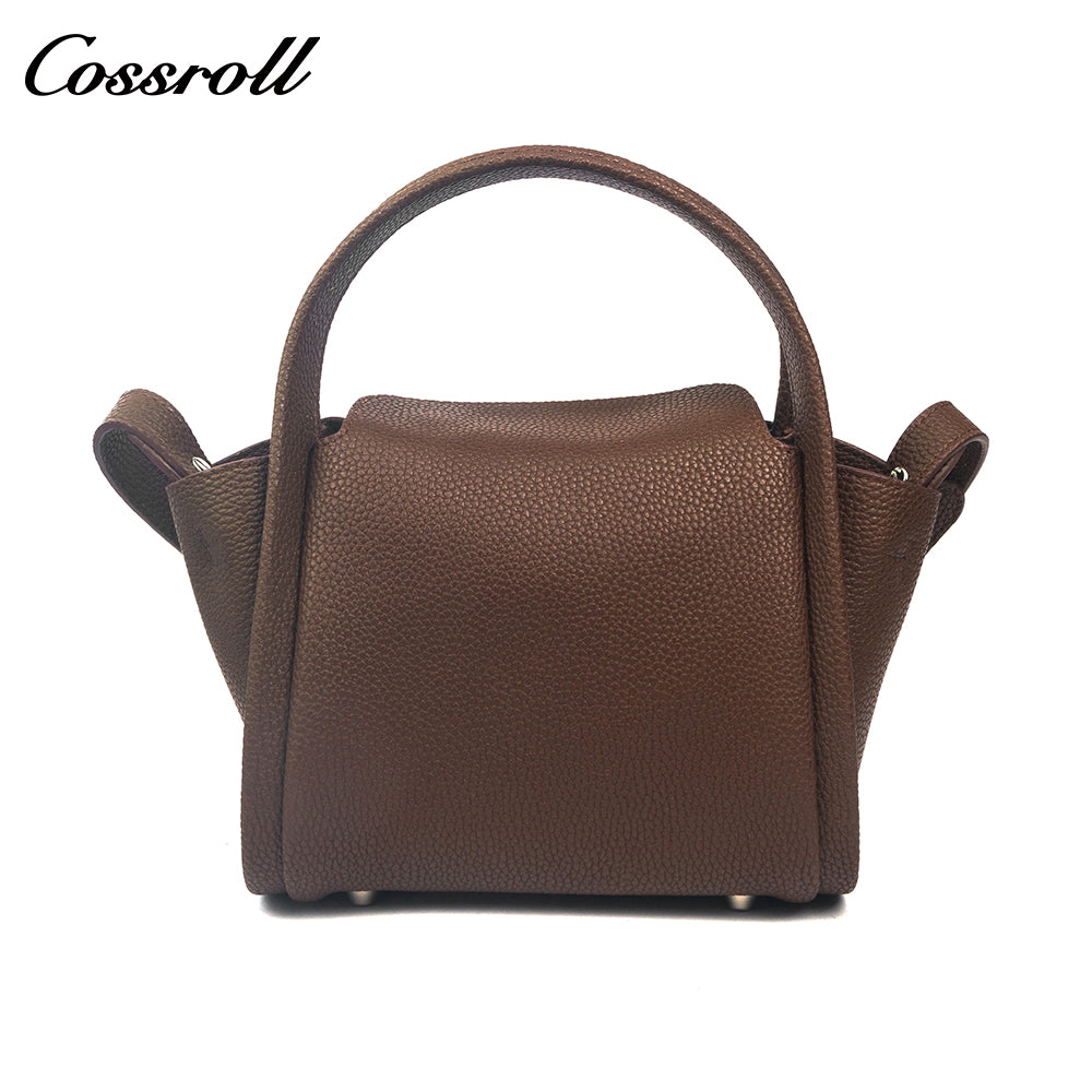 Minimalist Multi-Way Top-Grain Leather Commuter Bag, Pebbled Texture, Hand/Shoulder/Crossbody Use