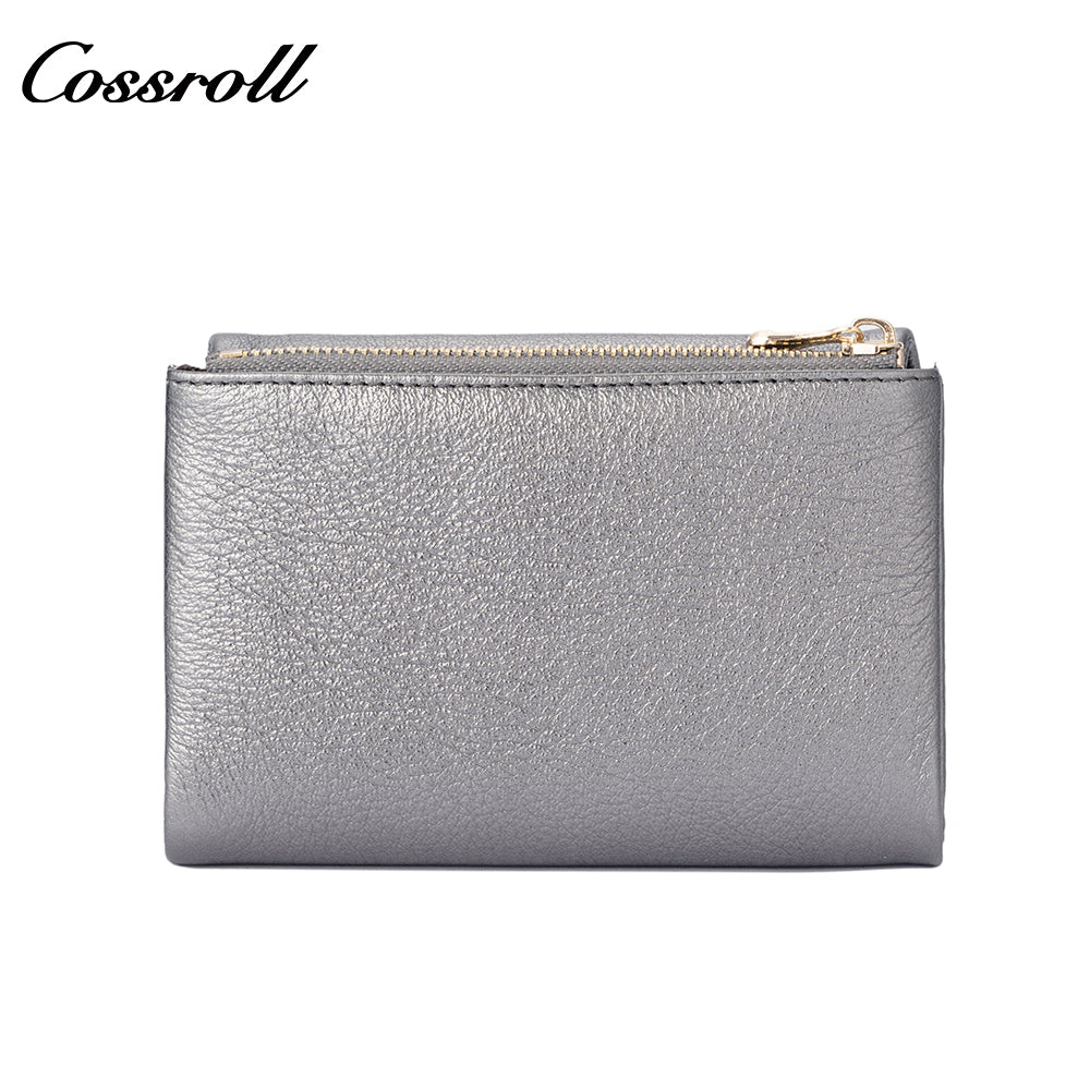 Cossroll women's cross-border genuine leather wallet, with gold floral decoration, retro glossy large capacity