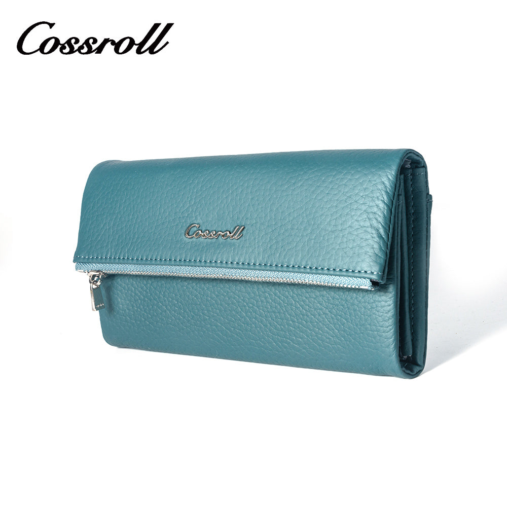 Classic Zipper Multicolor Europe Best Selling Long Ladies Genuine Leather Lychee Wallet