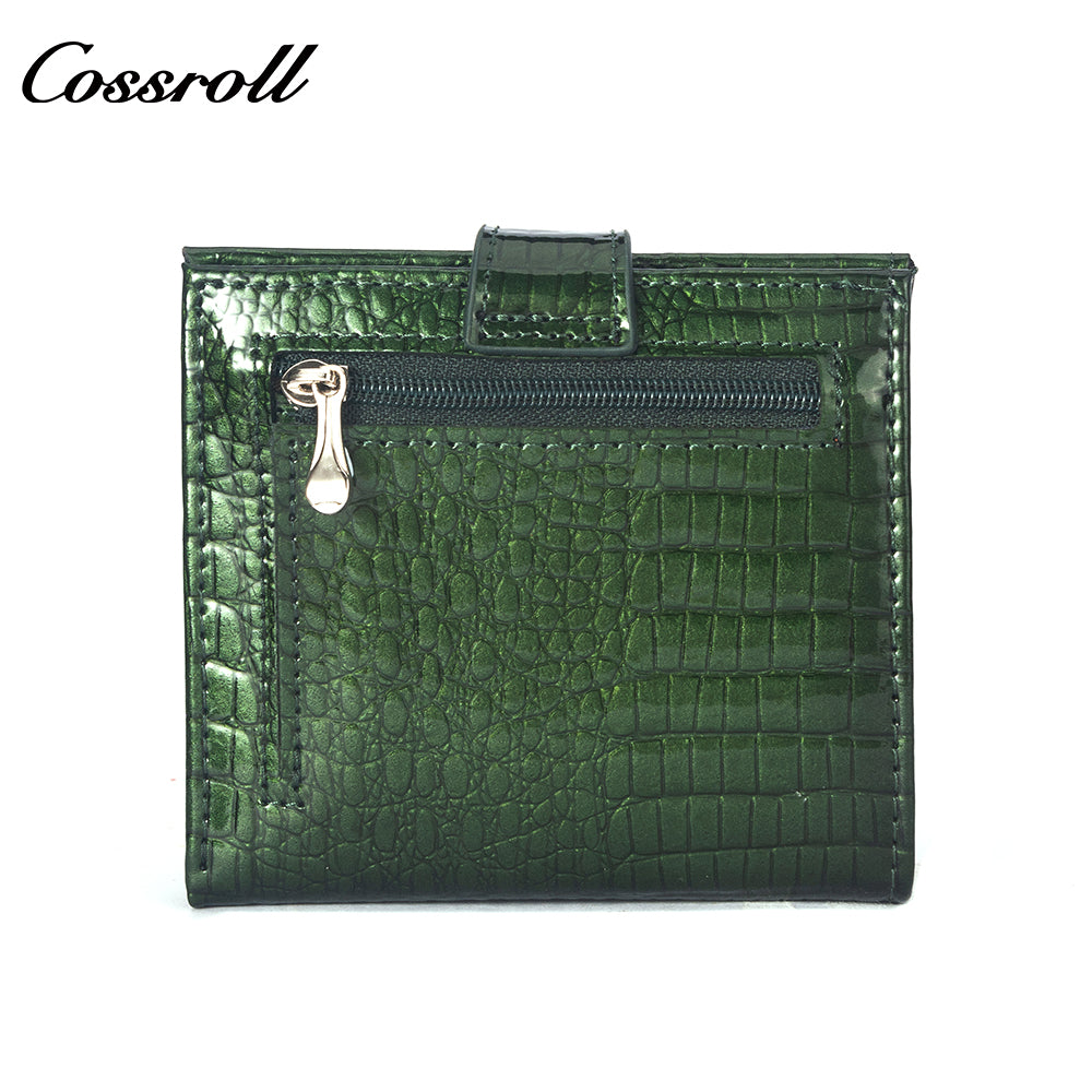 China Professional Customized luxury leather designer Multi-card package crocodile texture patent leather