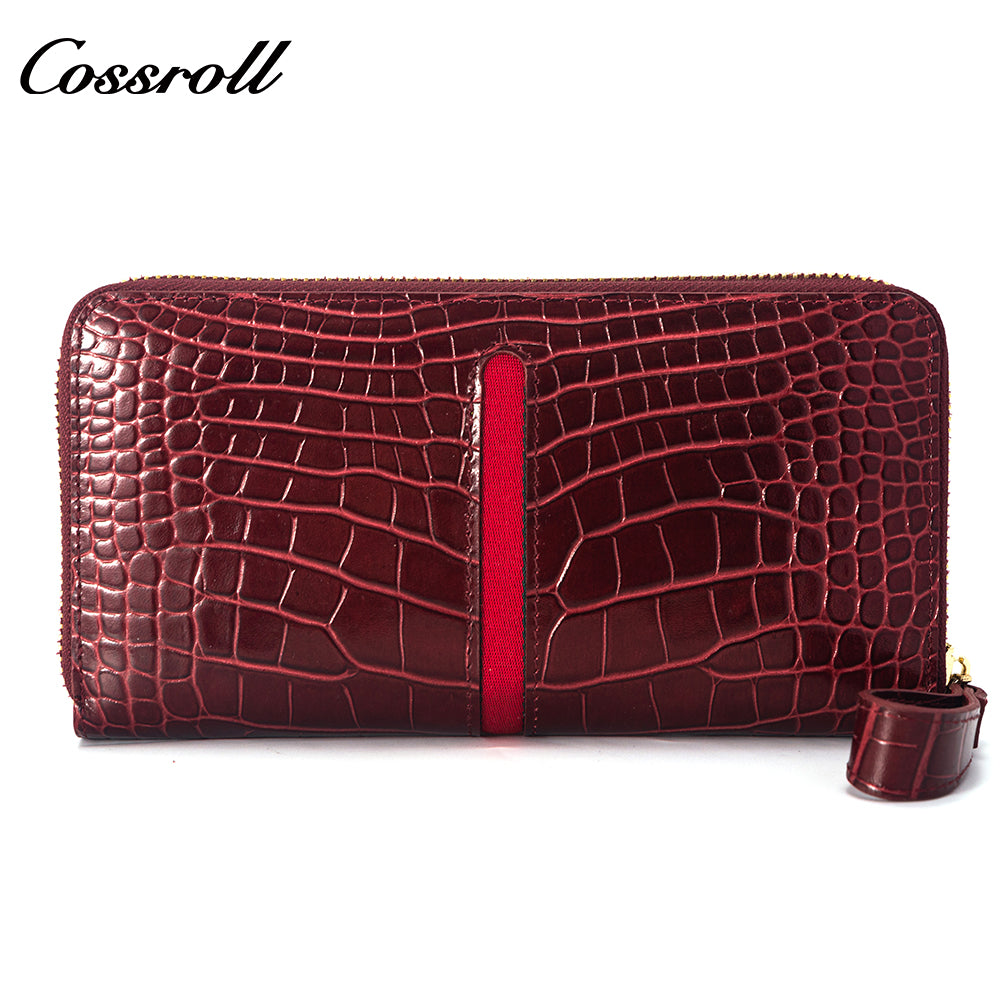 2023 Hot New Products real leather long   crocodile texture patent leather