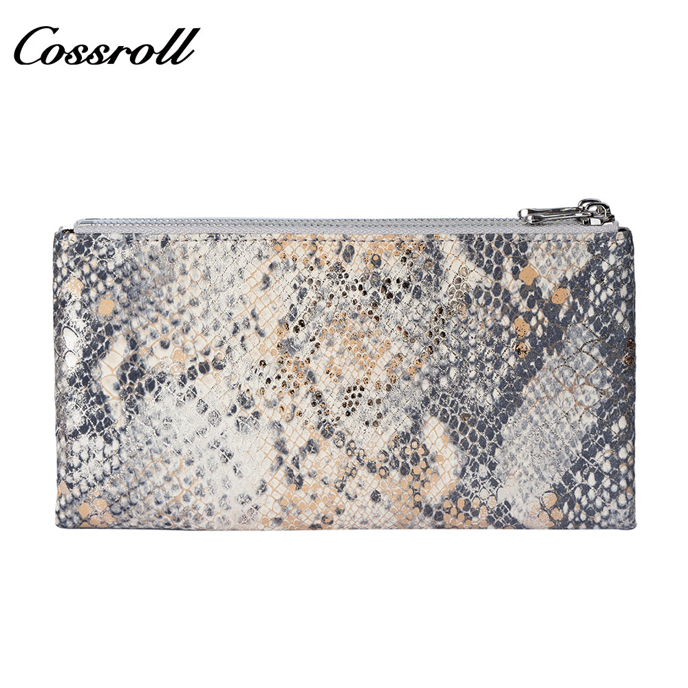 Women's Snake Skin Wallet, Fashionable Multi-Card Large Capacity Long Zipper Wallet