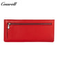 Long women's simple first layer cowhide solid color zipper card bag ultra-thin purse purse Fashion design sense cowhide