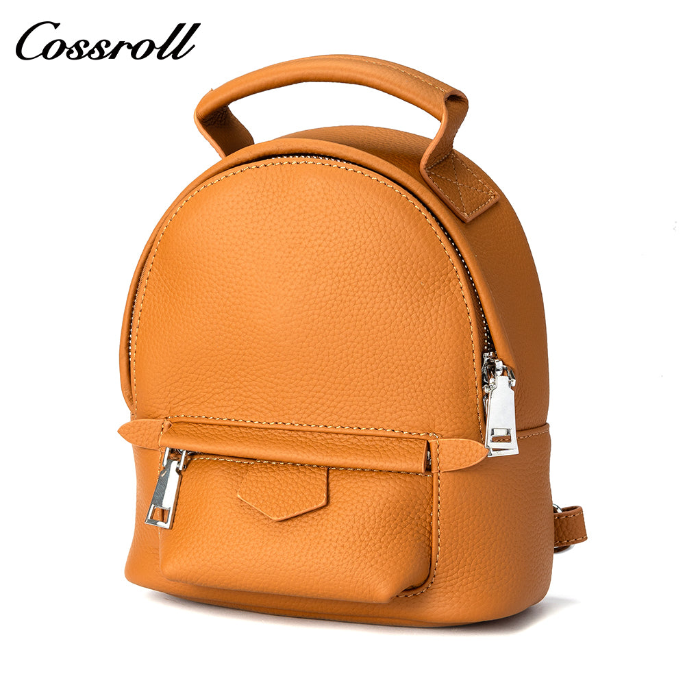 2024 new cross-border customized women's leather top layer cowhide large capacity zipper bag fashion leather backpack