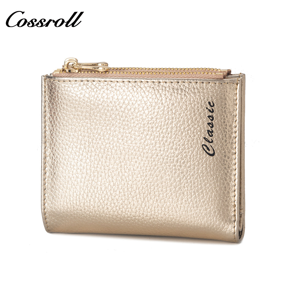 New leather wallet short first layer cowhide women's advanced sense purse small purse for women pearl pattern