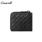 Diamond Quilted Genuine Leather Mini Zipper Card Wallet for Men & Women, Multi-Slot Coin Purse, Portable Short Purse for Daily Commute & ID Documents