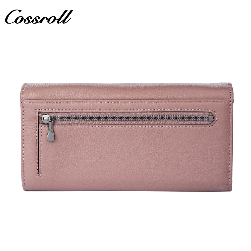 Genuine Leather Women's Wallet with Multiple Card Slots, Simple First-Layer Cowhide Vertical Style