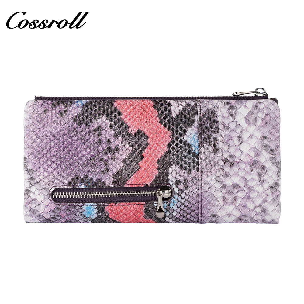 Women's wallet European and American vintage single zipper wallet snake print fashion large capacity card case