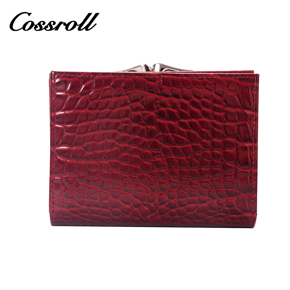 Wholesale Direct Sales red women's small leather bifold wallet With new materials