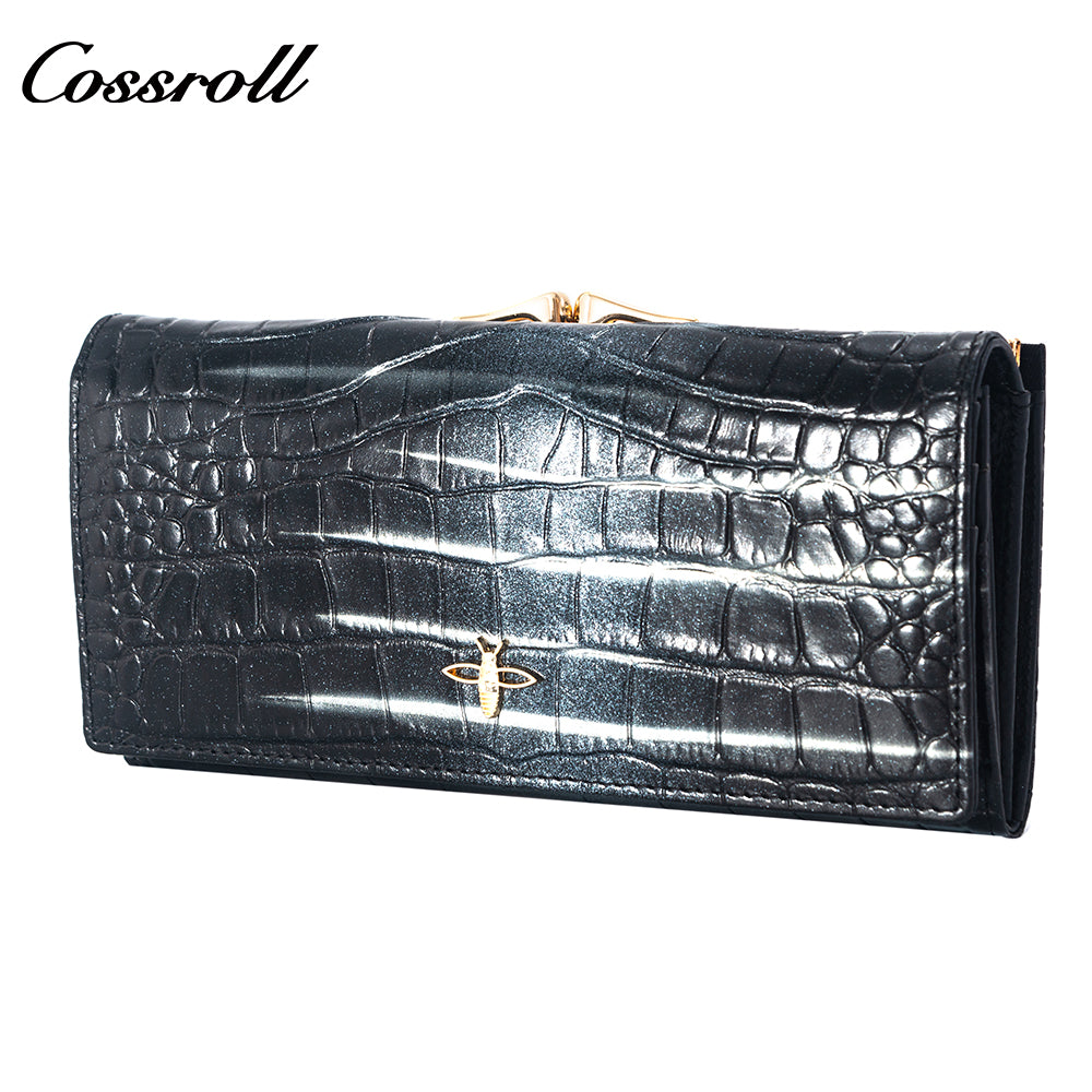 Factory Wholesale Price leather lady crocodile texture Genuine Leather