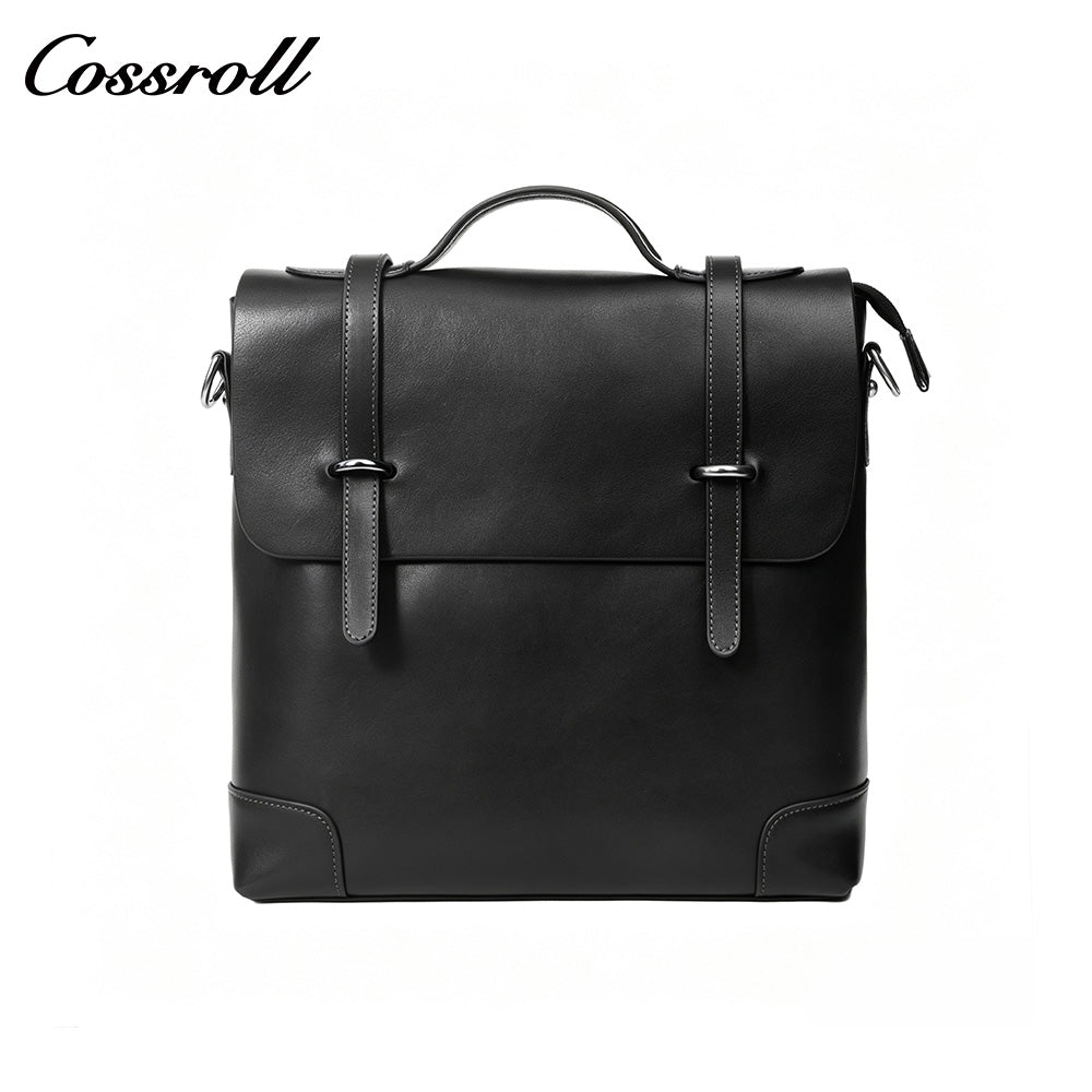 Genuine Leather Briefcase for Men, Large Capacity Laptop Handbag, Multi-Functional Business Commute Bag, Support Handheld / Shoulder / Crossbody / Backpack Carry