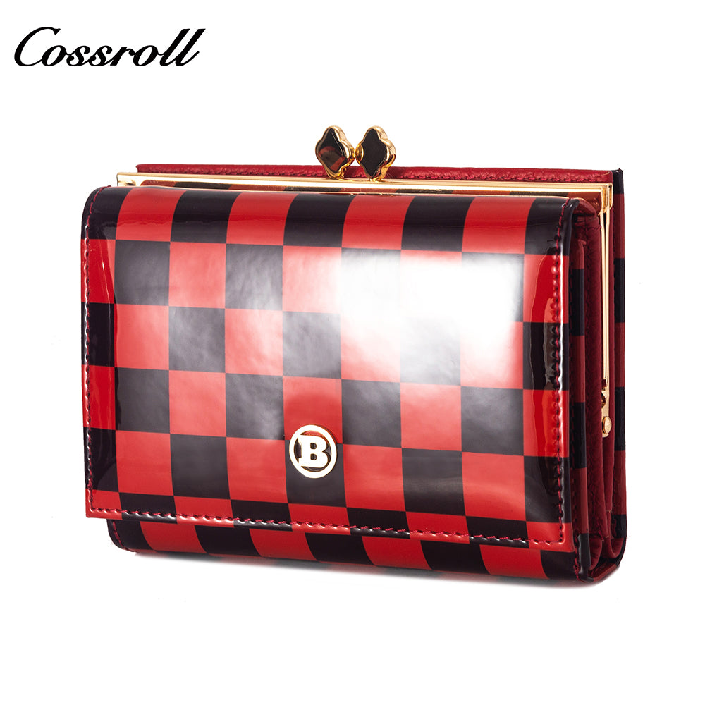 New factory custom leather money baotou layer cowhide change card bag patent leather holding women's purse custom