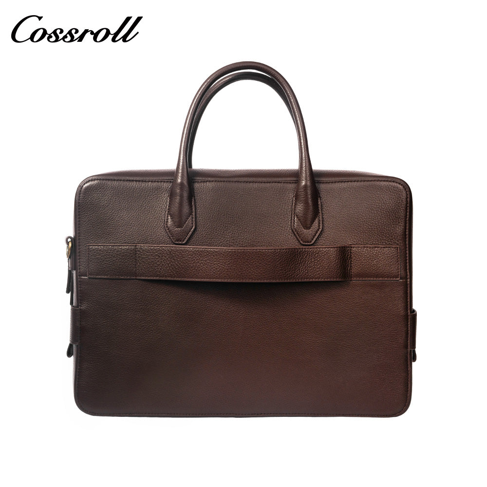 Men's Genuine Leather Business Briefcase, Pebbled Cowhide Large Capacity Handheld Laptop Bag, Shoulder Bag for Office, Business Trip & Daily Commute