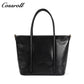 Women's Waxed Cowhide Large Capacity Tote Bag, Vintage Commuter Handbag, Shoulder & Crossbody Bag with Detachable Strap
