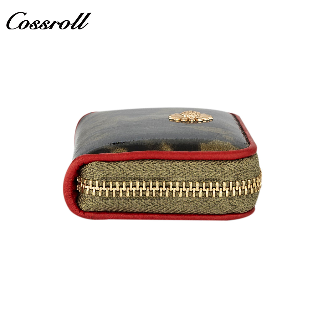 Leather women's purse Multi-functional pattern fashion short long cowhide wallet multi-card holding bag factory custom