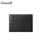 Diamond Quilted Genuine Leather Bifold Short Card Wallet, Ultra Slim Multi-Slot Business ID Card Holder