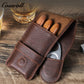 New retro Crazy Horse cowhide three cigar holder Portable cigar holder leather cigar storage bag