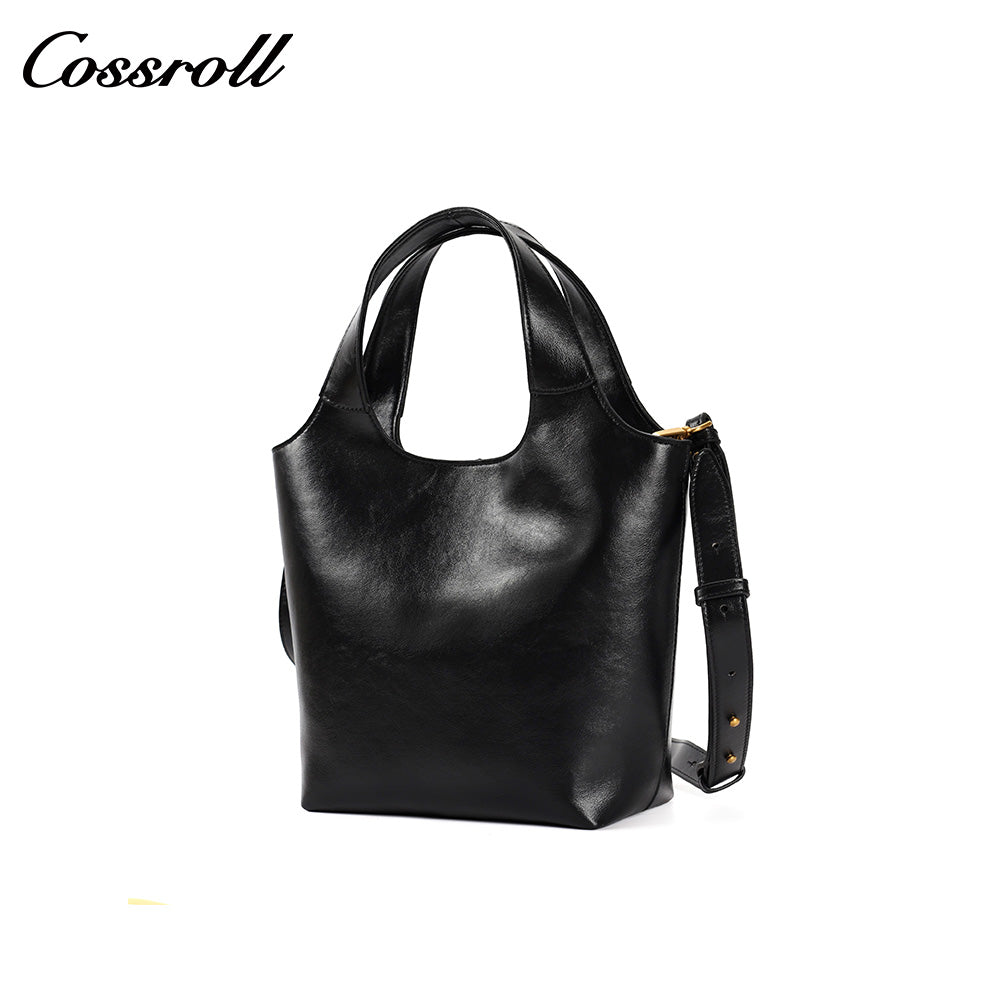 Women's Cowhide Commuter Hand Tote Bag, Minimalist Crossbody Bag with Adjustable Shoulder Strap