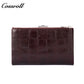 Genuine leather women's wallet with clasp, anti-demagnetization card holder, stylish European and American crocodile pattern