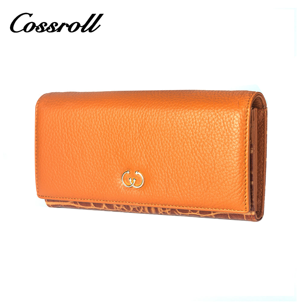 2023 New Materials orange leather wallet wristlet women's With Good Goods