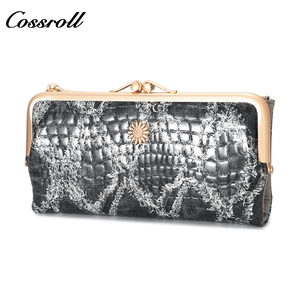 2024 Foreign trade leather ladies vintage purse leather printed alligator pattern all multi-functional manufacturers direct wholesale