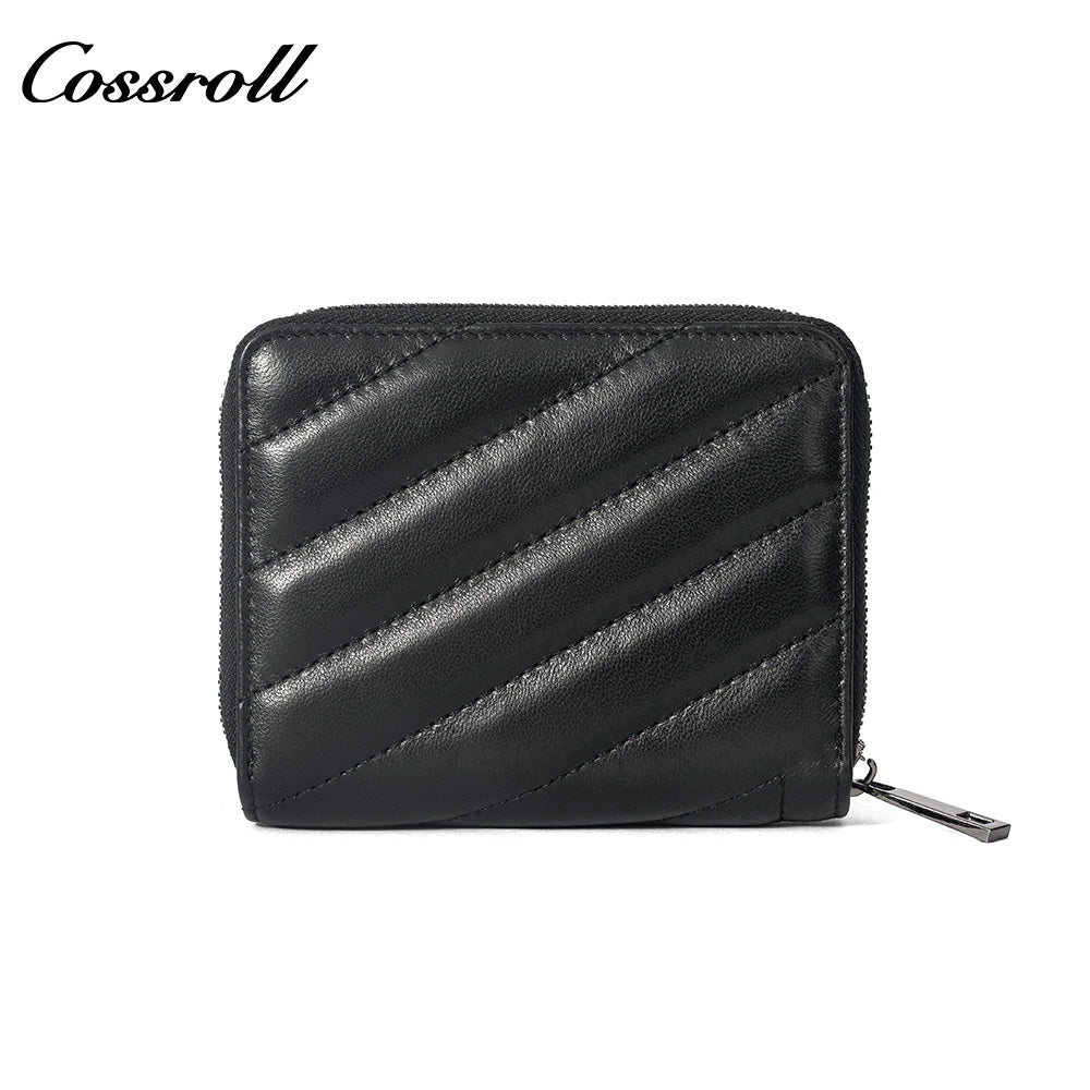 Women's Genuine Leather Short Zip Wallet, Multi Card Slots Multi-Functional Coin Purse & ID Card Holder