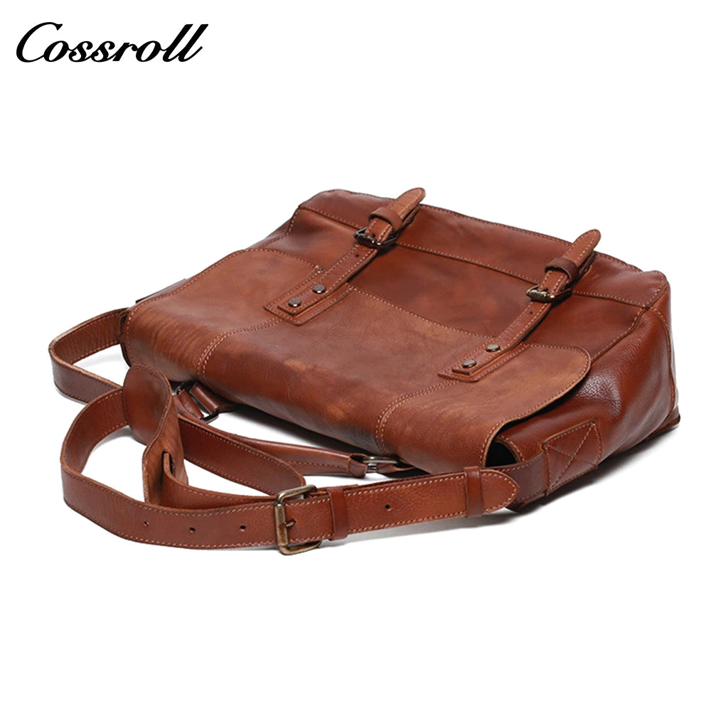 Original Crazy horse Leather hand painted handbag First layer cowhide messenger bag Casual European style diagonal back leather men's bag personality single row bag crossbody bag