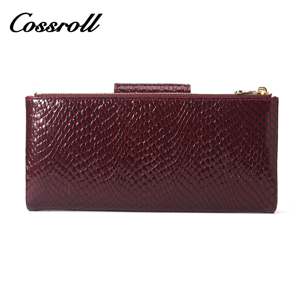 New Product Ideas wine red women's leather zip wallet With Favorable Discount