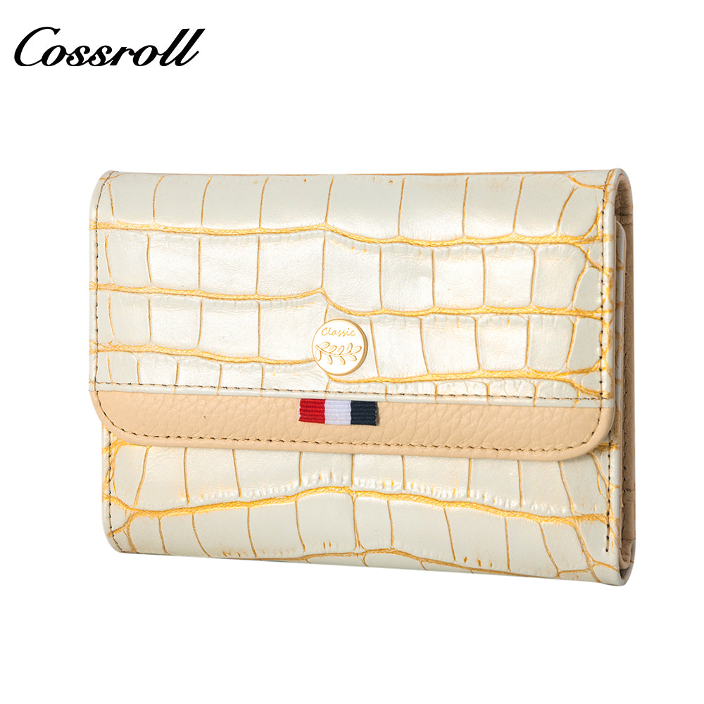 Factory Direct Sale High Quality luxury genuine leather womens  crocodile texture Genuine Leather