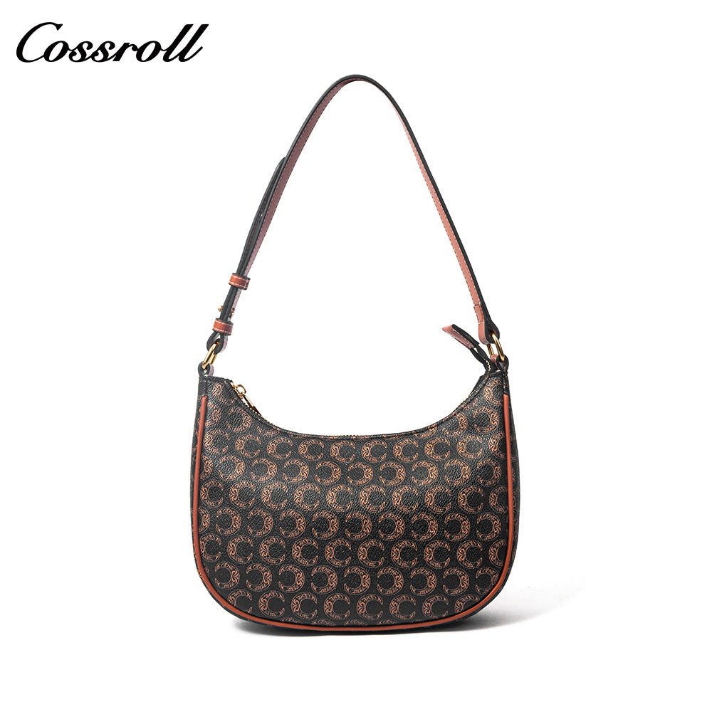 Vintage Monogram Underarm Bag for Women, C Pattern Print, Adjustable Strap, Shoulder & Crossbody Bag, Versatile Daily Commute Purse
