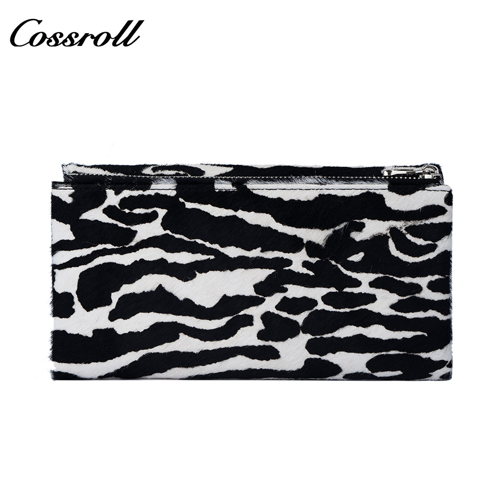Genuine Leather Fashionable High-End Women's Wallet, Top Layer Soft Cowhide, Zebra Pattern, Large Capacity with Multiple Card Slots