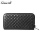 Men's Diamond Quilted Long Zip Around Wallet, Large Capacity Multi-Slot Clutch Purse, All-in-One Long Wallet for Daily Commute, Coins & ID Documents