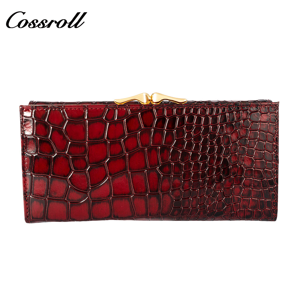 2024 new fashion crocodile print women's purse Korean version large capacity texture hand bag leisure card bag wallet bag