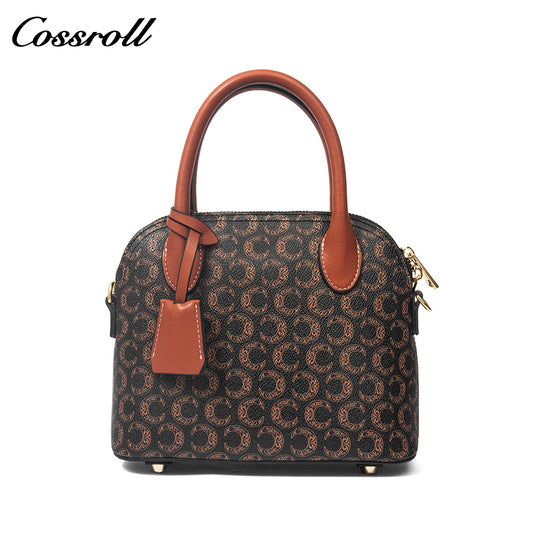 Vintage C Monogram Genuine Leather Handbag for Women, Versatile Shoulder & Crossbody Purse for Work & Daily Use