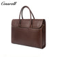 Men's Full Grain Leather Briefcase, Large Capacity Flap Laptop Handbag, Genuine Leather Business Commute Office Bag