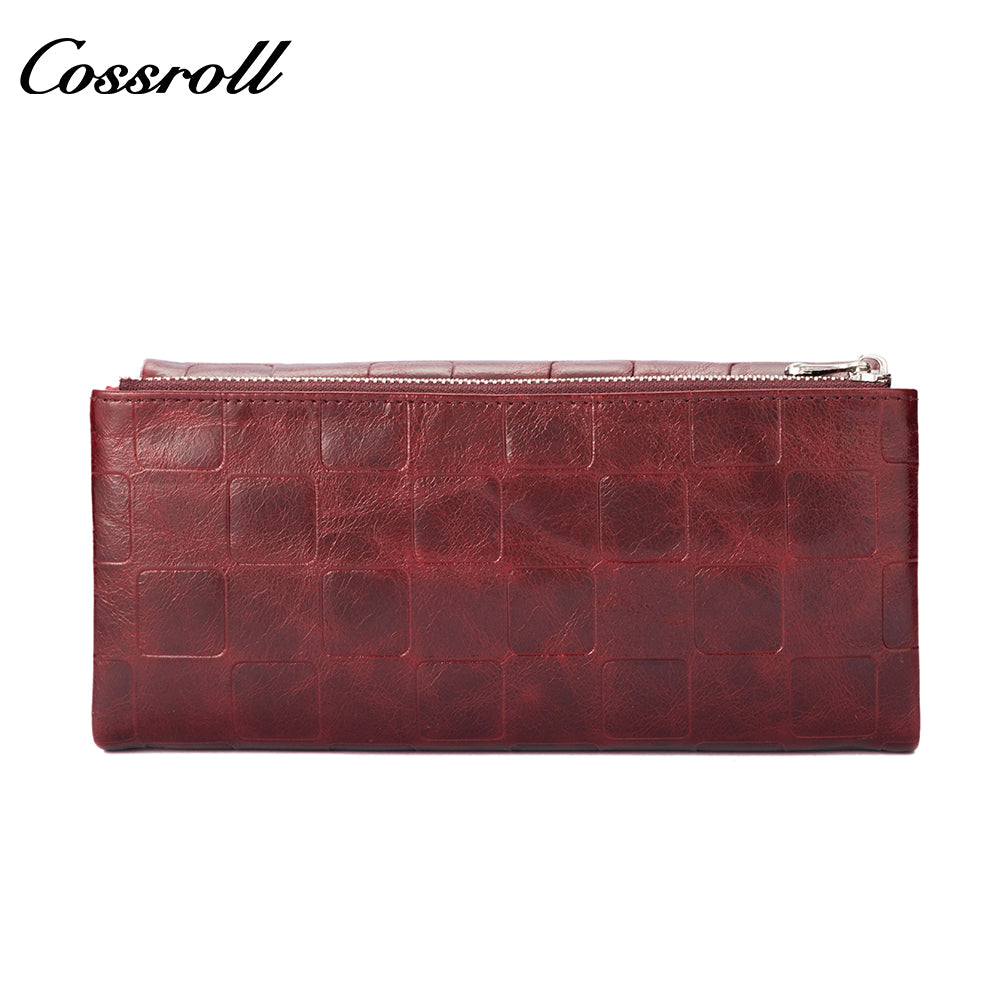 Women's Long Wallet Genuine Leather RFID First Layer Cowhide Clutch Soft Leather Simple Wallet