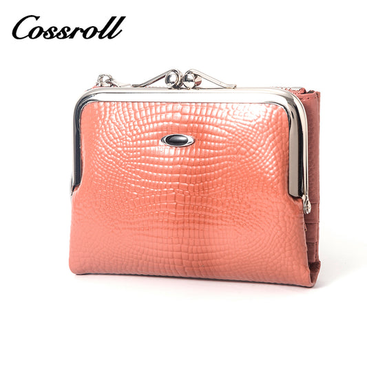 Customized Manufacturer  leather luxury  women small wallet crocodile texture Genuine Leather