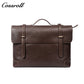 Men's Cowhide Leather Messenger Briefcase, Flap Laptop Handbag, Large Capacity Genuine Leather Shoulder & Crossbody Bag for Business & Daily Commute