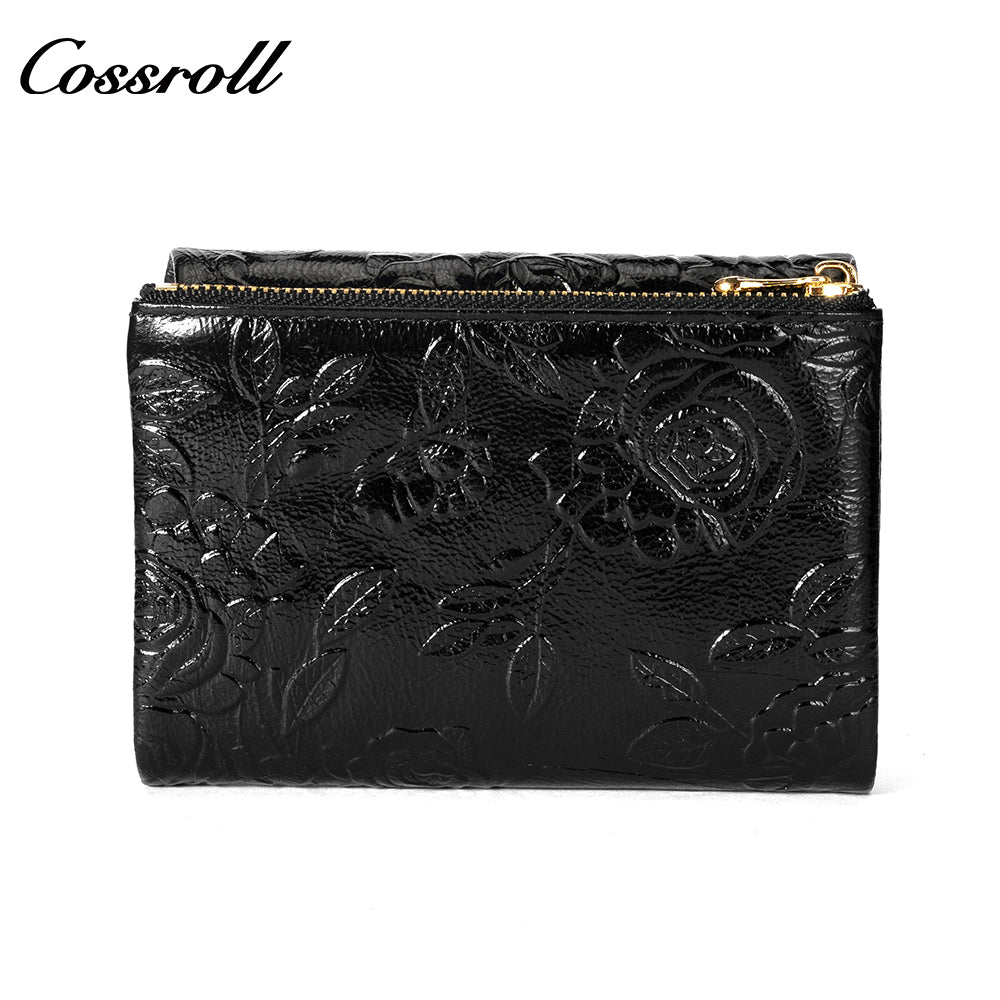 Manufacturers custom cowhide embossed women's purse large capacity European and American leather vintage money clip