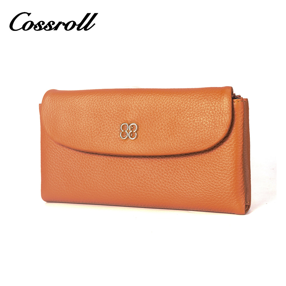 Cheap Wholesale orange yellow nice leather wallets for women With High Quality Custom