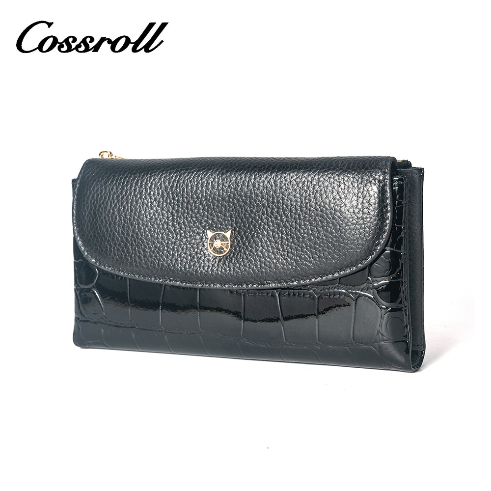 Wholesale High Quality black real leather wallet women's With Custom Design