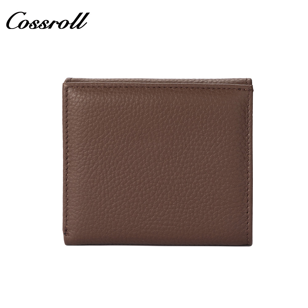 Genuine leather women's short bi-fold wallet, simple and versatile coin purse