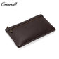 Vintage Genuine Leather Double Zipper Clutch Bag, Large Capacity Long Pouch for Coins & Documents